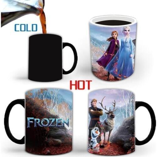 New Disney Frozen Color Changing Mug Ceramic Hot Water Coffee Temperature Sensing Magic Cup Children Christmas Birthday Gift
