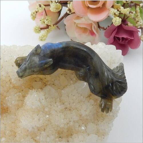 Hot sell New Design Hand Carved Animal Wolf Labradorite Cabochon 50x23x12mm 12.5g Fashion DIY Jewelry Accessories