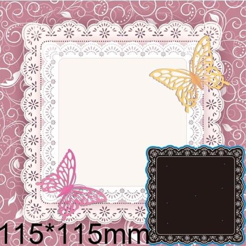 Metal Dies Square Lace Card with Two Butterflies New Stencils DIY Scrap Booking Paper Cards Craft Making Decoration 115*115mm
