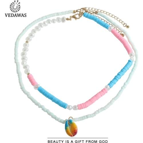 Vedawas Fashion Colorful Silicone Shell Necklace for Women Boho Acrylic Daisy Flower Beads Necklace Jewelry Party Gift Wholesale