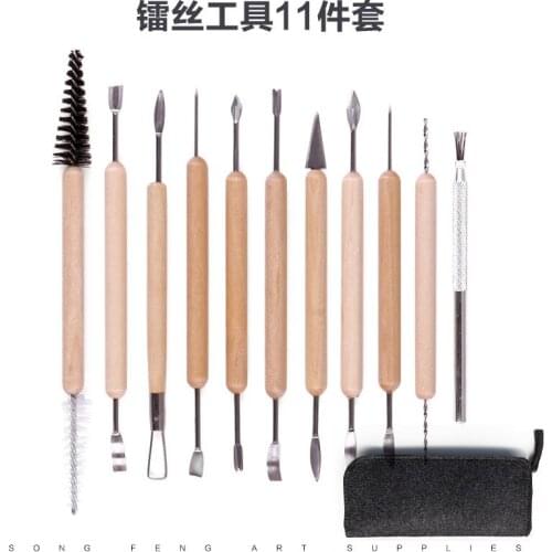 11 Pieces Set Clay Set Tools Pull Trimming Clay Sculpture Wood Sculpture Multi-function Carving Tools Pottery & Ceramics Tools