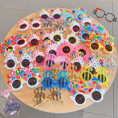 New Funny Birthday Party Sunglasses Hawaiian Holiday Dress Up Cartoon Glasses Child Fun Summer Party Photo Props Decoration