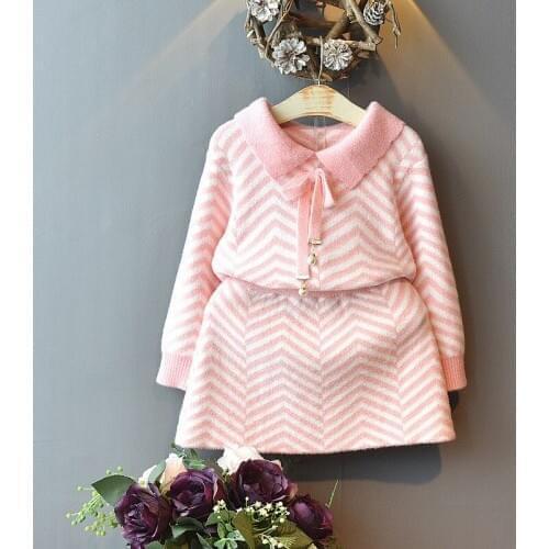 Baby girl clothes new female baby sweater set childrens princess knit suit girls warm autumn winter skirt two-piece 2-6Y #0065