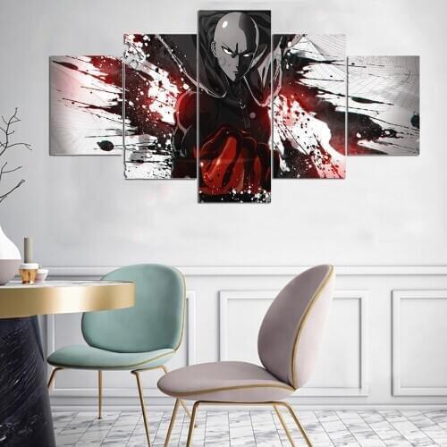 One Punch Man Poster Last Supper Canvas 5 Pieces Japanese Anime Prints Picture Paintings For Living Room On The Wall Home Decor