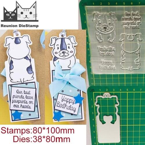 Stamps and Dies Pup Puppy Dog Front and Back Tag Metal Cutting Dies and Stamps Stencil for DIY Scrapbook Photo Album Embossing