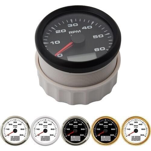 85mm Tacho Gauge 0-6000RPM Tachometer LCD Digital Tacho RPM Meter Gauge LED Digital Hourmeter Marine Speed Ratio 1-300 Tachomete