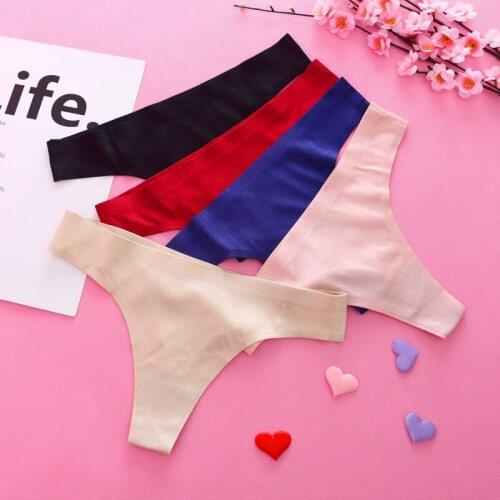 Womens Sexy lingerie Thongs G-string Underwear Panties Briefs Ladies T-back T-shaped trousers womens solid low waist T-Back