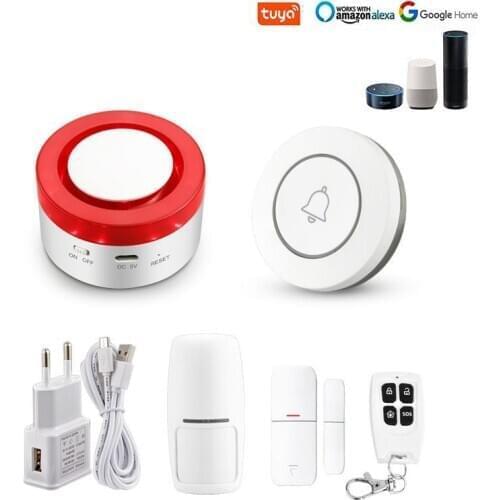 Wifi smart security alarm System Remote Control Smart Home System with Alexa Google Home and IFTT Smart Life/Tuya APP Control