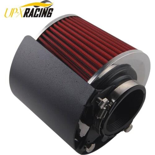 Universal red blue gary black auto Air Intake system high flow Cone Cold Air filter Mushroom head+heatshield cover