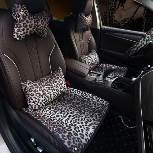 Universal Size Summer Individuality Leopard Print Car Seat Cover Non-slip Cool cushion Front Rear Protector Mat Four seasons Pad