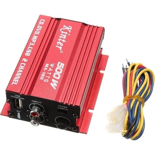Kinter Mini Hi-Fi Stereo Audio Amplifier Amp Subwoofer For Car Motorcycle 2 Channel 12V