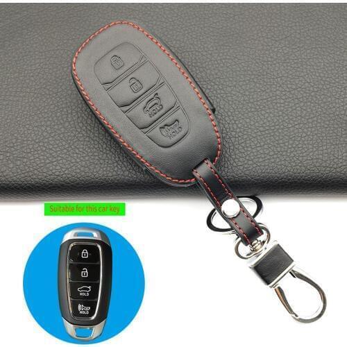 High Quality Genuine Leather Car Key Case Cover Holder for Hyundai Azera GRANDEUR IG 2016 2017 4 Buttons Key Case Cover Shell