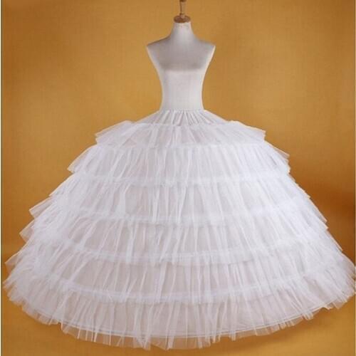 New Hot Sell 6 Hoops Big White Petticoat Super Fluffy Crinoline Slip Underskirt For Wedding Dress Bridal Gown In Stock