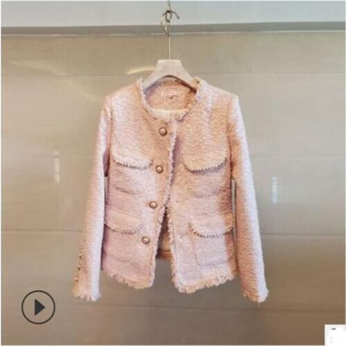 Womens jackets and coats new style fashion single-breasted tweed woolen tassel temperament coat short top womens coat