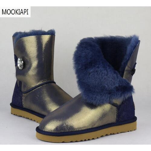 2019 European high-quality snow boots, real sheepskin, 100%natural wool, womens boots, free delivery 2 colors