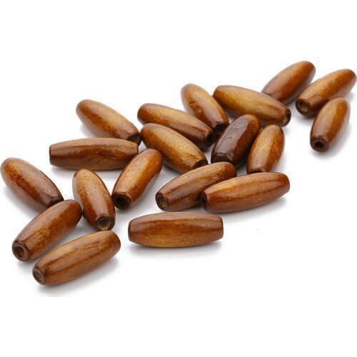 100pcs/lot 3mm Big Hole Wooden Wood Beads Charms 8*22mm Loose Spacer Baseball Shape Beads For DIY Bracelets Jewelry Findings