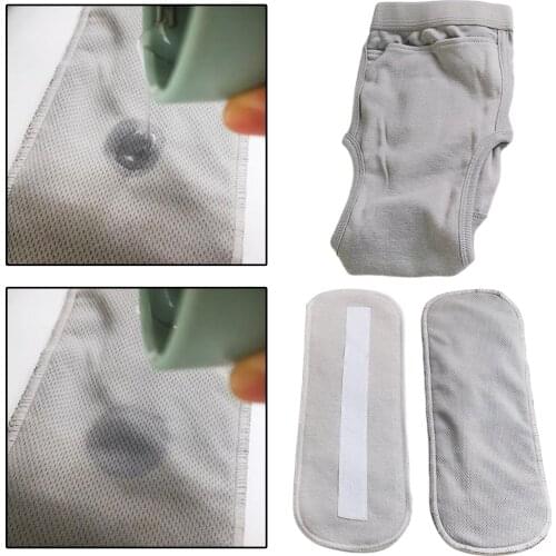 1cs/set with 2 Mats Gray Cotton Elder Breathable Washable Incontinence Underwear Briefs Patient Aid Postoperative Patients