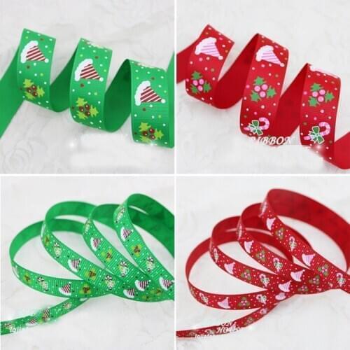 2 yards/lot)3/8''(10mm) 1" (25mm)Red green Merry Christmas Letter Printed Satin Ribbons Christmas Ribbon (2meters/lot)