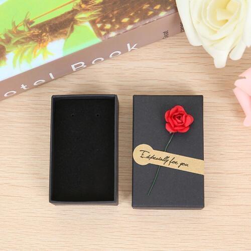 20 Pcs/Lot Wholesale Black Box Flower Kraft Paper Favour Gift Jewelry Box/Bag Vintage Design Bulk Rings/Earrings Box