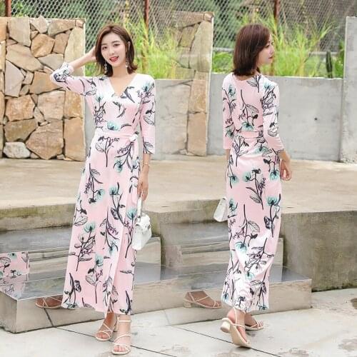 2021 New Print Summer Dress Evening Long Vintage Dress Party Oversize Short Sleeve Beach Women Dresses Robe Vestido Prom