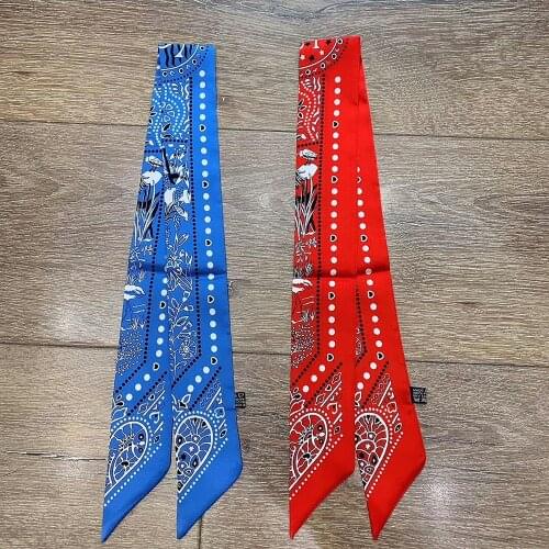 2021 New Design Bag Scarf Fashion Skinny Hijab Scarf Brand Femme Bandana Foulard Silk Head Scarves For Ladies Fashion Headband