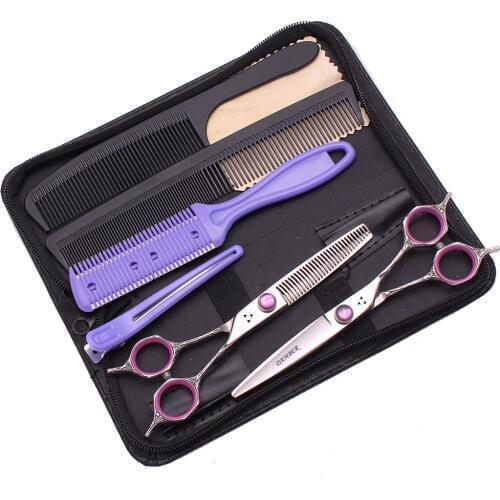 5.5 6.0 Professional Barber Scissors 440C Hairdressing Scissors Hair Thinning Shears Salon Hair Cutting Scissors Set 9018# K-A