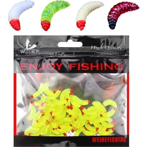 50pcs Dip-in Breadworm suit worm dummy lures bionic soft bait Crucian carp bass bream bream swimbait Plastic false maggot