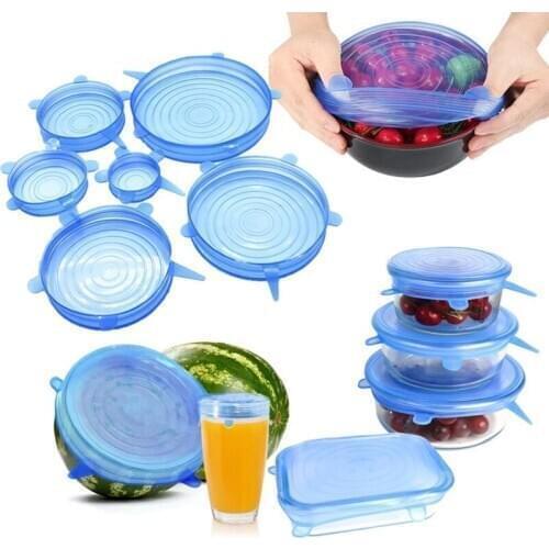 6/12Pcs Silicone Cookware Cup Cover Stretch Lids Reusable Airtight Food Wrap Covers For Keeping Fresh Cooking Kitchen Tools