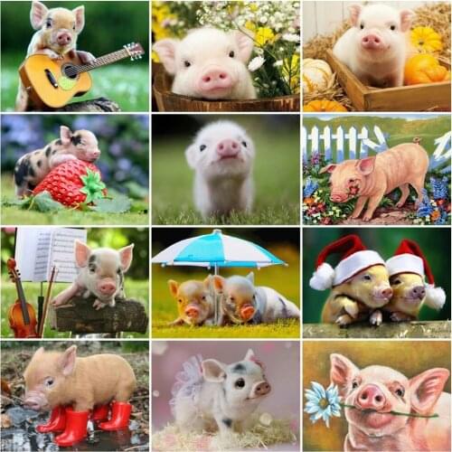 ARMYQZDiamond painting pig cross stitch round diamond square diamond 5D home decoration embroidery mosaic animal diamond art