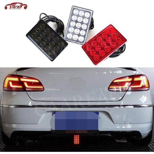 Car Rear Diffuser Spoiler Lip LED Brake Lights Red White Black Rear Bumper Lip Pilot Lamp For BMW For Benz For VW Universal Car