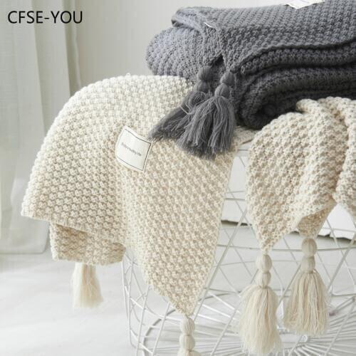 CFSE-YOU Fringe Knitting Ball Blanket Blanket Office Lunch Break Blanket Shawl Covering Sofa Leisure Blanket Blanket
