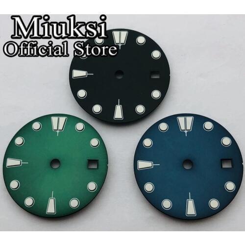 Miuksi 28.5mm sterile dial luminous watch dial fit ETA 2836 2824, ST1612 Mingzhu DG 2813 3804, Miyota 8205 8215 821A movement