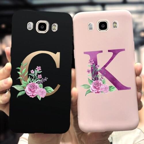 For Samsung Galaxy J5 2016 Case Luxury Letter Monogram A B C D Alphabet Flowers Soft Silicon Case For Galaxy J5 2016 J510F Cover