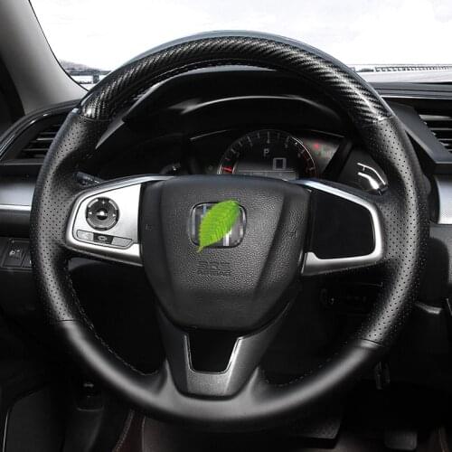 DIY For Honda Civic 10th 2016 2017 2018 2019 Hand Sewn Steering Wheel Cover Steering Wheel Cover Sport Style Car Accessories