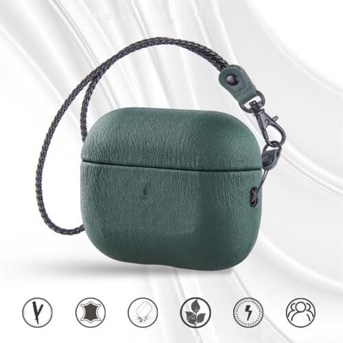 Genuine Leather Case Cover for Apple AirPods Pro case Luxury Cow Leather Protective Armor Hook Case for AirPods 3 Earphone Case