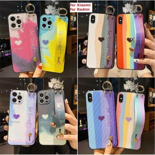 Sumkeymi Wrist Strap Phone Case For Redmi K20 Pro Ultra K40 Pro Xiaomi POCO X3 NFC A3 Lite Watercolor Pattern TPU Cover