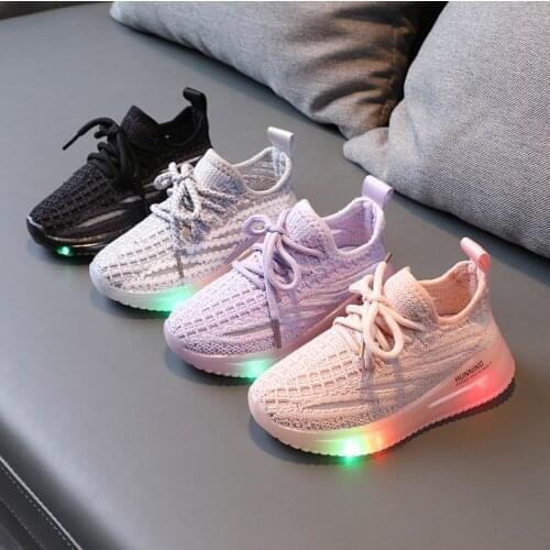 Children Breathable Glowing Casual Shoes Baby Led Light Up Shoes Luminous Sneakers for Boy and Girl Non-slip Sneakers
