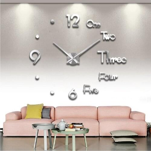 Diy Wall Clock Living Room New Acrylic Quartz Watch 3d Clock Hot Metal Wall Stickers Home Decoration