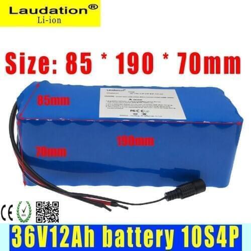 36v Battery Pack 36v 12ah Electric Bicycle Lithium Battery 18650Pack for 500W Motorcycle Electric Bicycle Scooter Belt 15A BMS