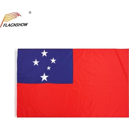 Flagnshow Samoa Flag 3X5 FT Hanging Samoan National Flags Light Polyester with Brass Grommets Free Shipping for Decoration