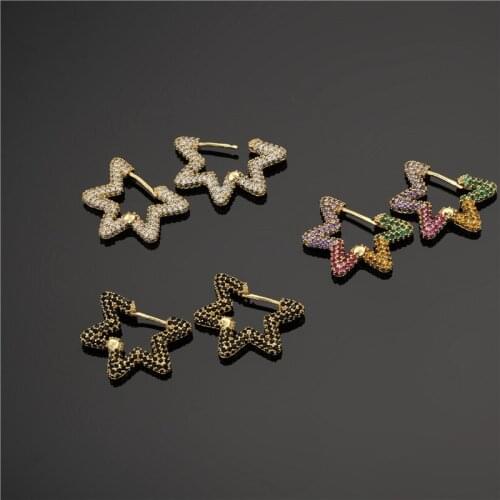 Funmode Charm Star Shape Multicolor CZ Stud Earrings For Women Wedding Party Jewelry Accessories Wholesale FE236