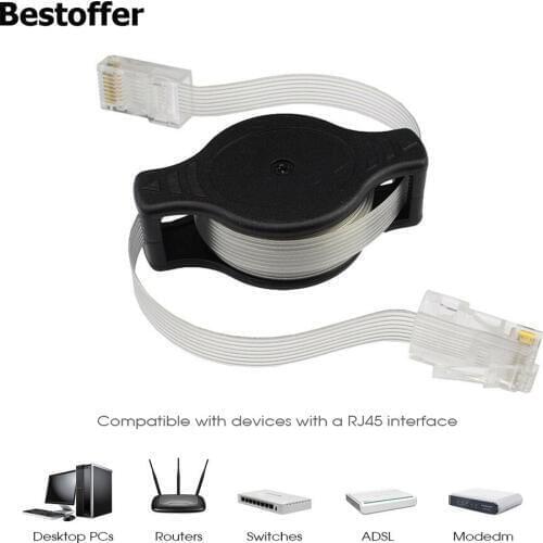 2 Pieces/lot 1.5meter Flexible Retractable Network Cable Portable CAT5e Ethernet Cord