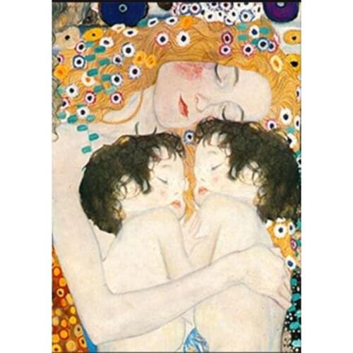Mother Love Twins Baby By Gustav Klimt Canvas Diamond Painting Wall Art Cross Stitch Picture Room Decor Drill Embroidery GJ742