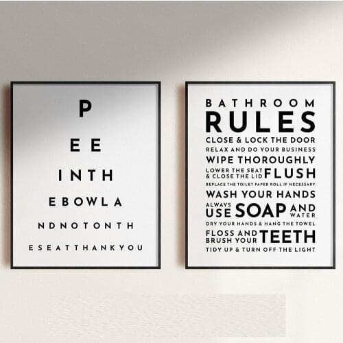 Bathroom Rules Quote Wall Art Canvas Print And Poster Pictures For Bedroom Prints Canvas Painting Home Decoration Decor No Frame