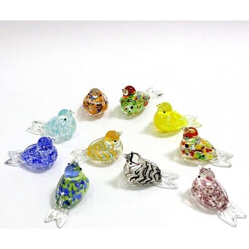 Mini Handmade Glass Bird Figurine Different Style Cute Vivid Animal Craft Ornament Home Garden Micro Landscape Decor Accessories