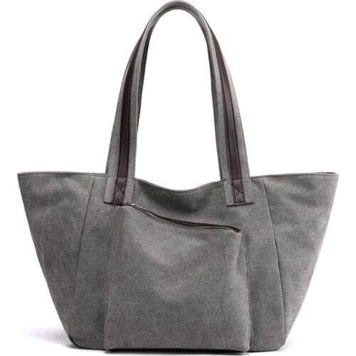 Fashion large capacity canvas woman shoulder bag, Literature and art, Simple casual hand bag