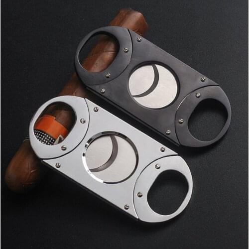 New Cigar Cutters Portable Large Ring Double-edged Stainless Steel Cigar Scissors Cigar Guillotine Mens Gift