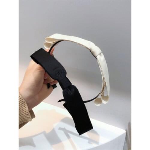 2021 sweet Korean solid small Bow bezel Headwear Women Headband Girls Kwali Hair Bands Hairband hoop for party hair Accessories