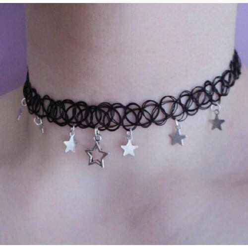 Star Charm Choker Chain Choker Witch Necklace Punk Gothic Pendant Grunge Jewelry Wiccan Women Gift Fashion Statement Goth