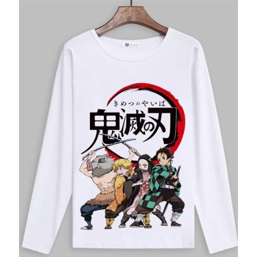 Demon Slayer Kamado Tanjirou Winter Autumn Long Sleeves T-Shirt Kimetsu no Yaiba Kamado Nezuko Anime T Shirt Cartoon Top Tee